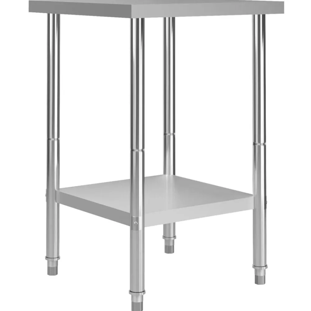 vidaXL Mesa de trabajo para cocina acero inoxidable 60x60x85 cm Discount