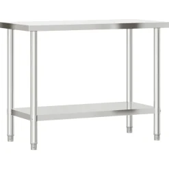 vidaXL Mesa de trabajo para cocina con estante acero inox 110x55x150cm