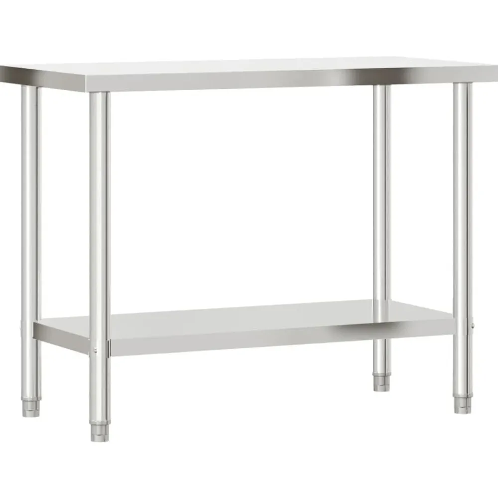 vidaXL Mesa de trabajo para cocina con estante acero inox 110x55x150cm