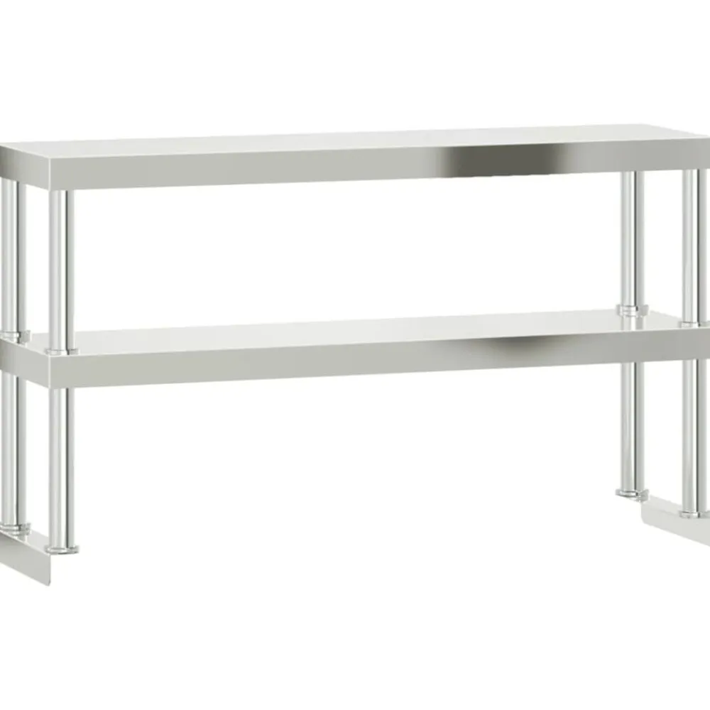 vidaXL Mesa de trabajo para cocina con estante acero inox 110x55x150cm