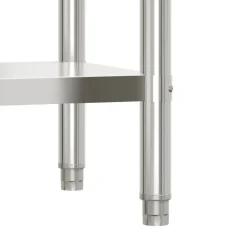 vidaXL Mesa de trabajo para cocina con estante acero inox 110x55x150cm