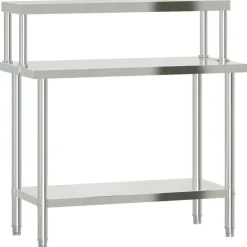 vidaXL Mesa de trabajo para cocina con estante acero inox 110x55x120cm Online