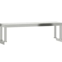 vidaXL Mesa de trabajo para cocina con estante acero inox 110x55x120cm Online