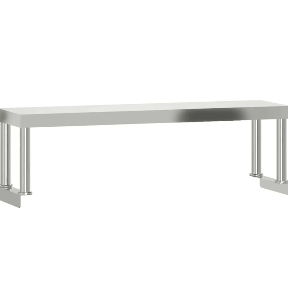 vidaXL Mesa de trabajo para cocina con estante acero inox 110x55x120cm Online