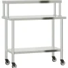 vidaXL Mesa de trabajo para cocina con estante acero inox 110x55x120cm Best