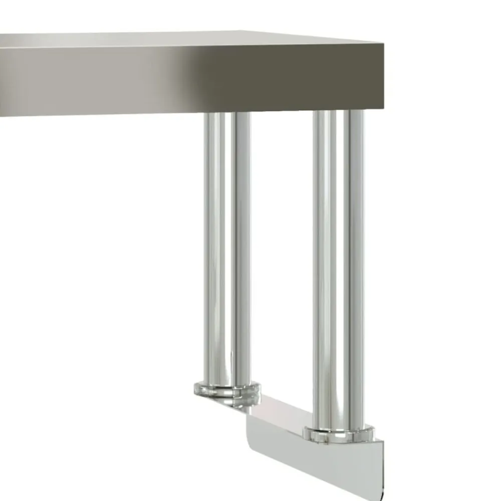 vidaXL Mesa de trabajo para cocina con estante acero inox 110x55x120cm Best