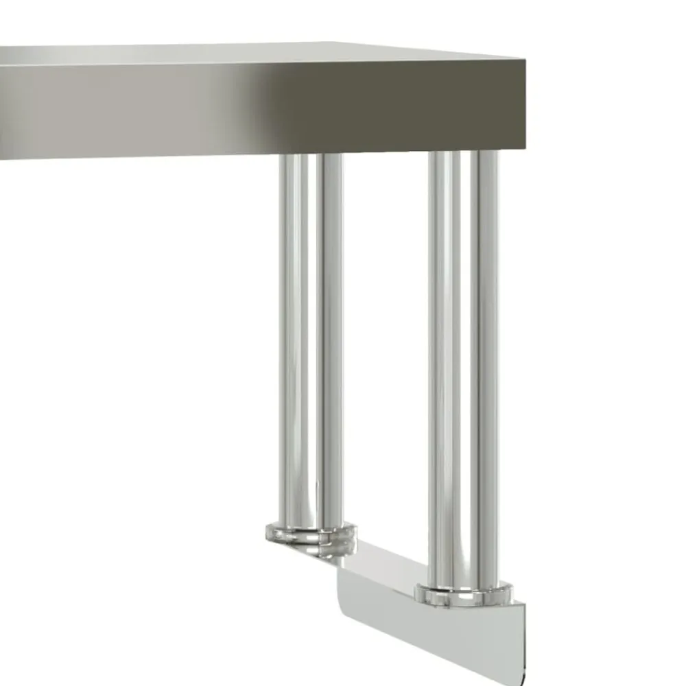 vidaXL Mesa de trabajo para cocina con estante acero inox 110x30x120cm Clearance