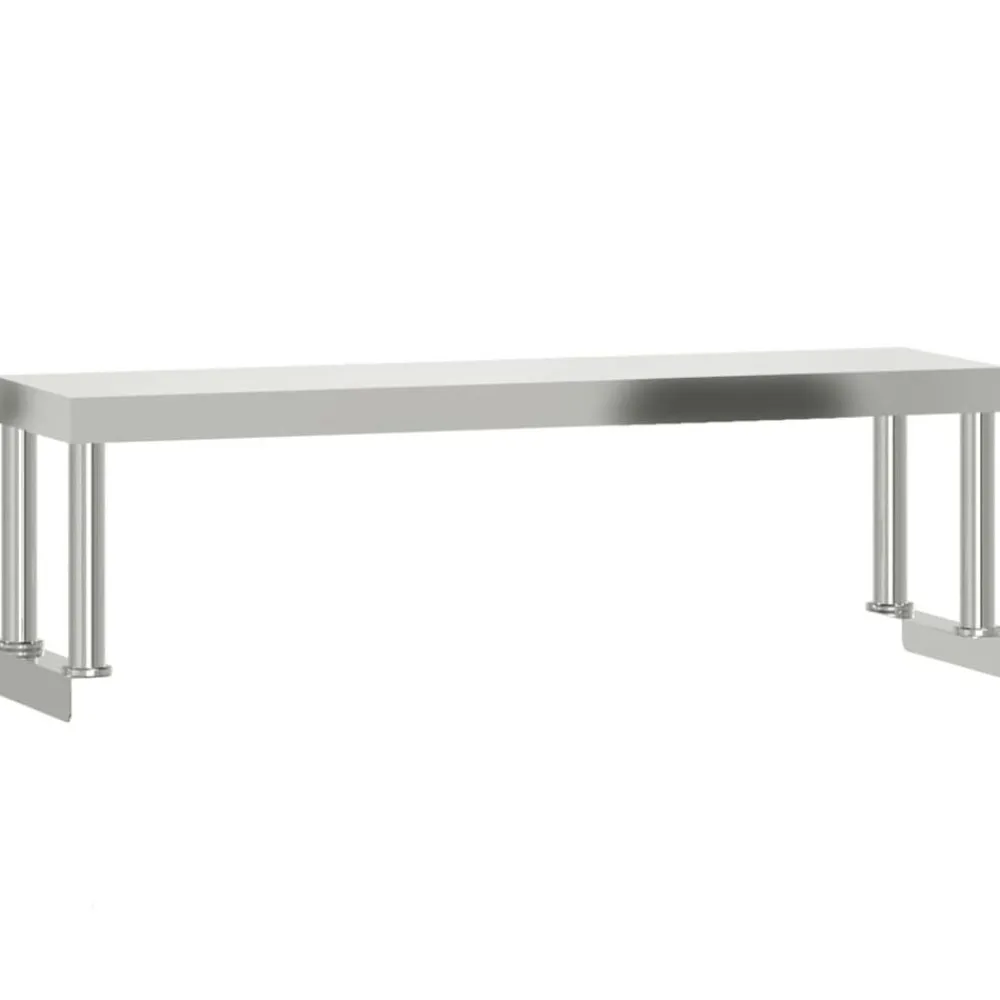 vidaXL Mesa de trabajo para cocina con estante acero inox 110x55x120cm Online