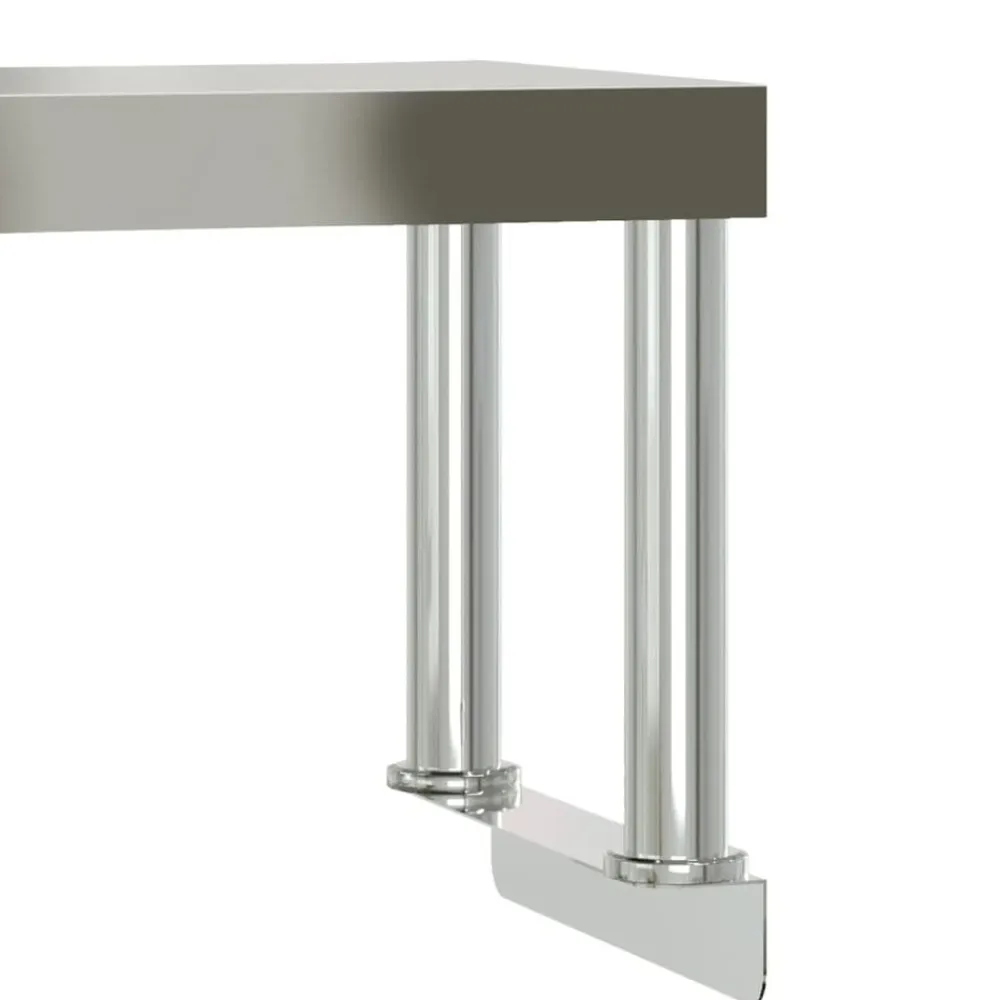 vidaXL Mesa de trabajo para cocina con estante acero inox 110x55x120cm Online