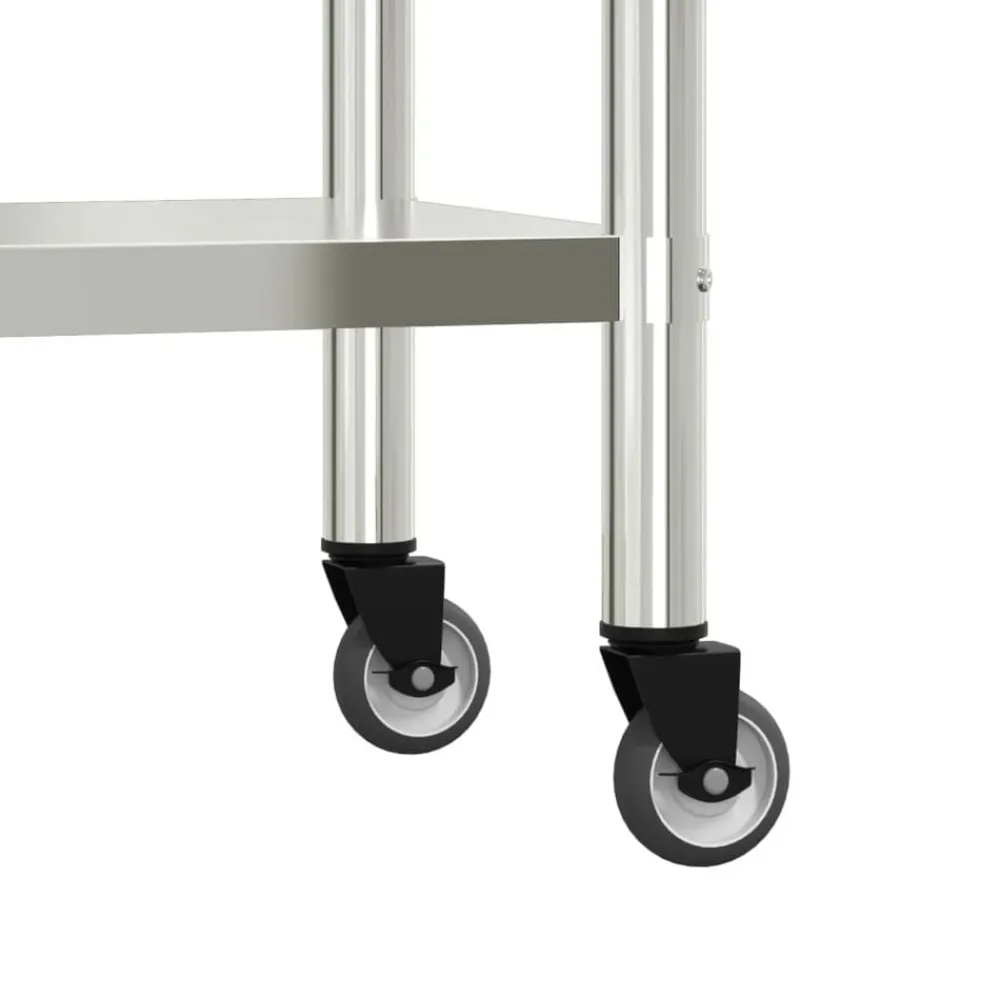 vidaXL Mesa de trabajo para cocina con estante acero inox 110x55x120cm Online
