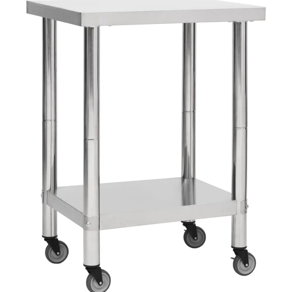 vidaXL Mesa de trabajo para cocina con ruedas acero inox 60x30x85 cm Online
