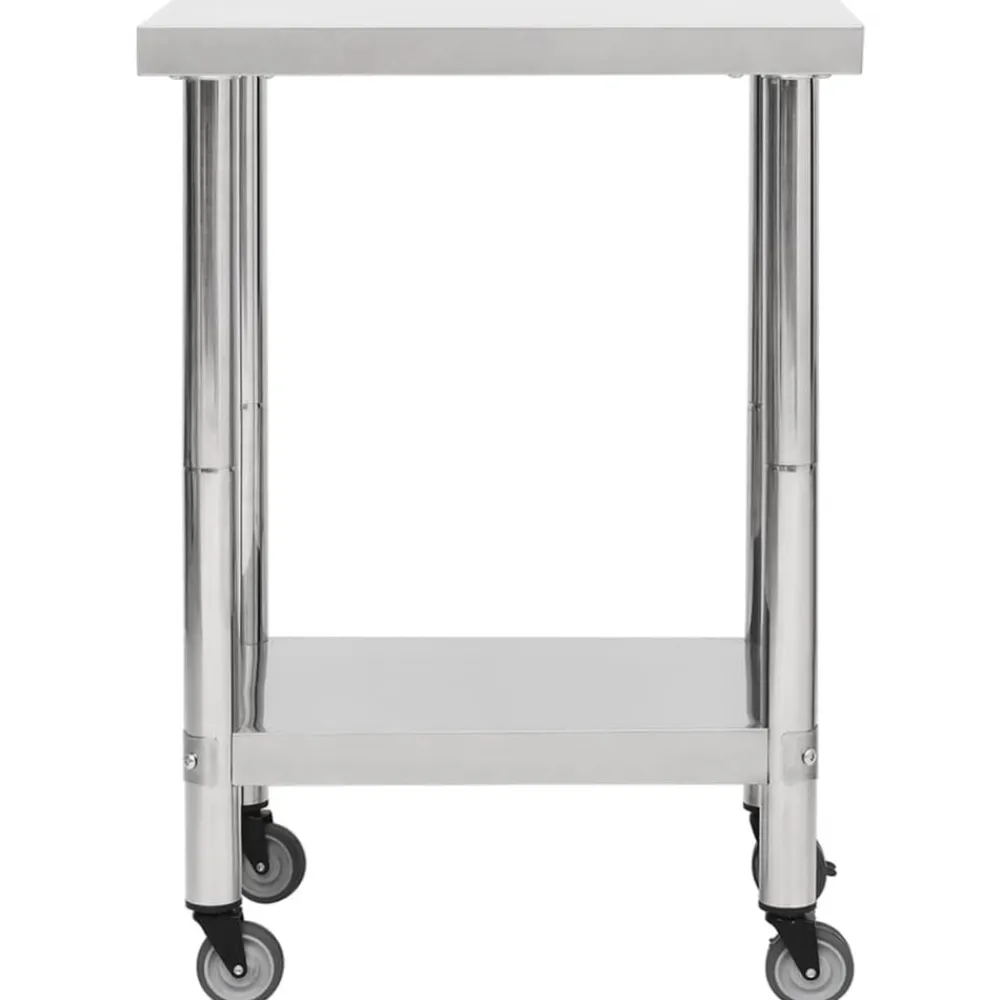 vidaXL Mesa de trabajo para cocina con ruedas acero inox 60x30x85 cm Online