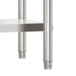 vidaXL Restauración-Mesa de trabajo para cocina con estante acero inox 110x55x120cm