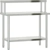vidaXL Restauración-Mesa de trabajo para cocina con estante acero inox 110x55x120cm