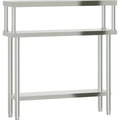 vidaXL Restauración-Mesa de trabajo para cocina con estante acero inox 110x30x120cm