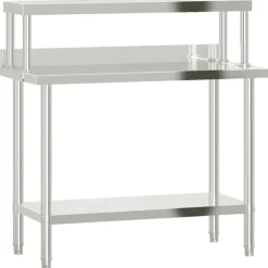 vidaXL Mesa de trabajo para cocina con estante acero inox 110x55x120cm Sale