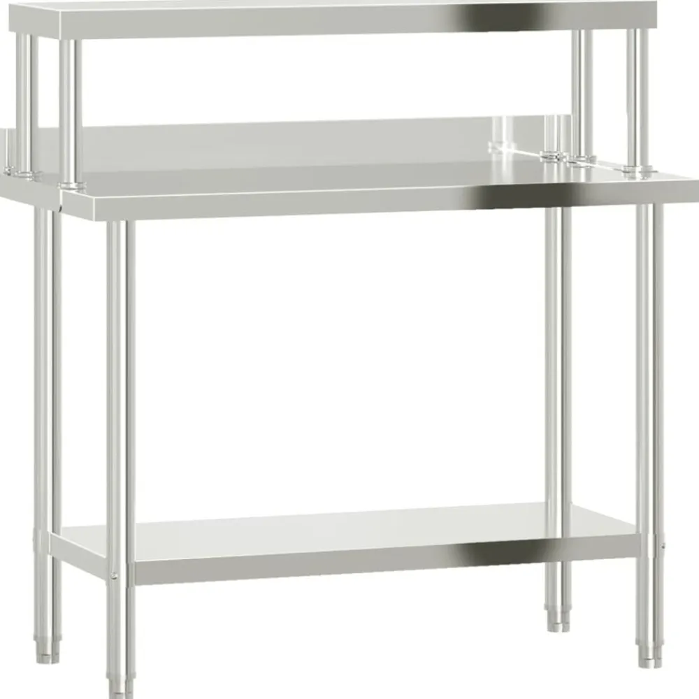 vidaXL Mesa de trabajo para cocina con estante acero inox 110x55x120cm Sale