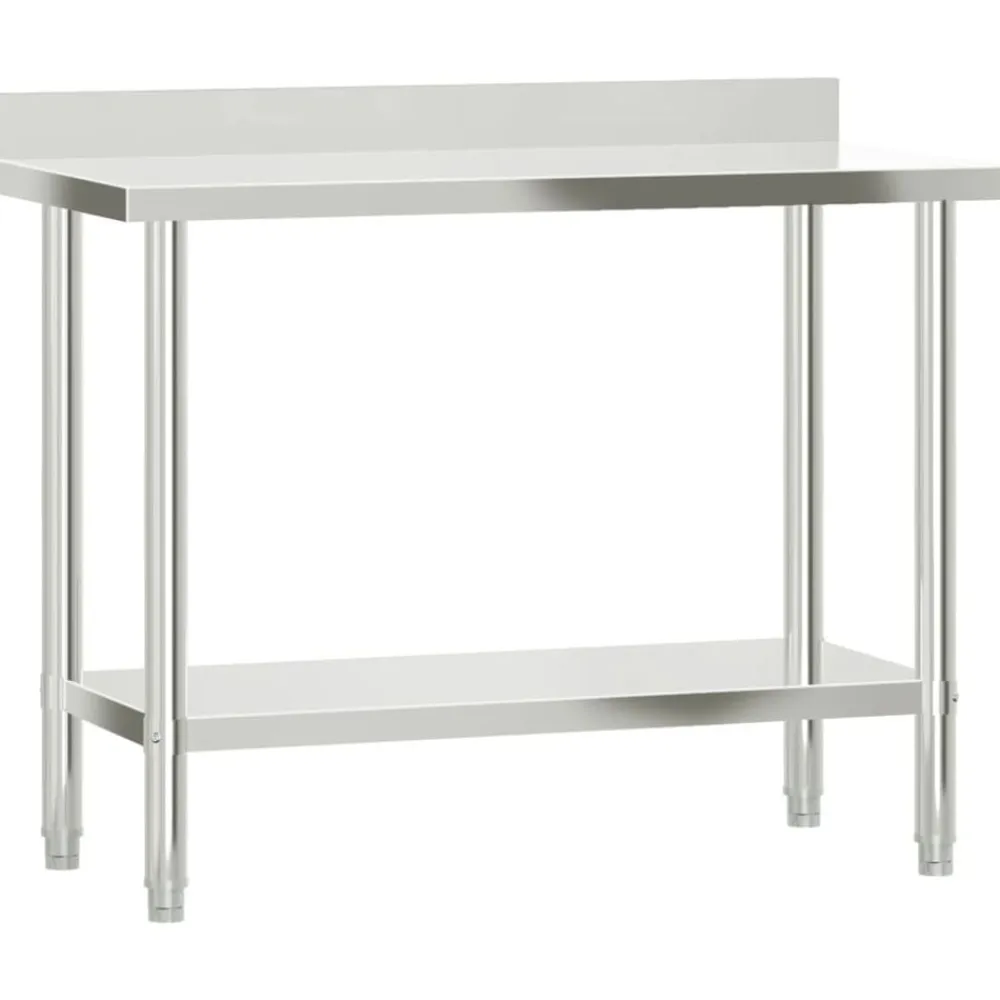 vidaXL Mesa de trabajo para cocina con estante acero inox 110x55x120cm Sale