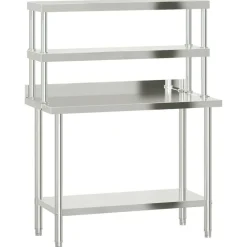 vidaXL Restauración-Mesa de trabajo para cocina con estante acero inox 110x55x150cm
