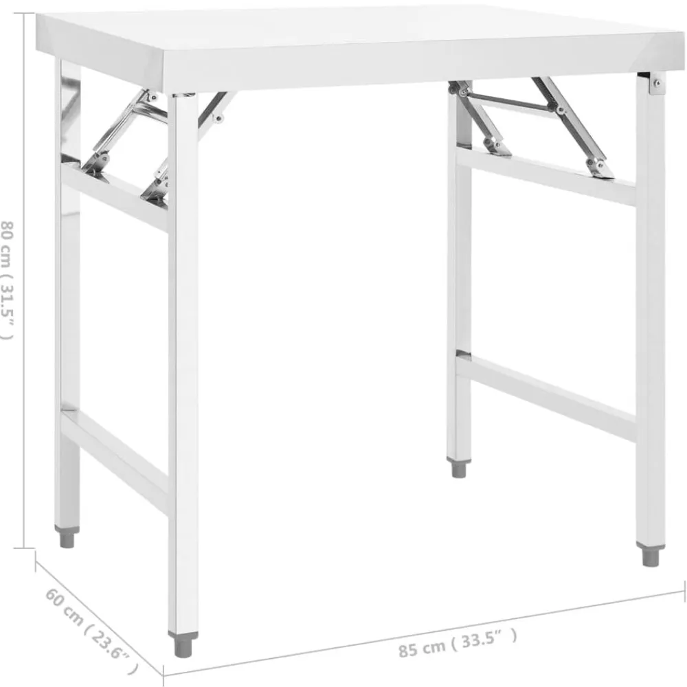 vidaXL Mesa de trabajo plegable para cocina acero 85x60x80 cm Outlet