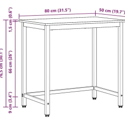 vidaXL Mobiliario De Oficina-Mesa 80 x 50 x 76,5 cm Madera Ingenierizada y Acero