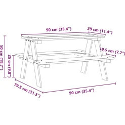 vidaXL Mesa infantil con bancos IRUN madera maciza blanca 90x79,5x50cm Blanco Outlet