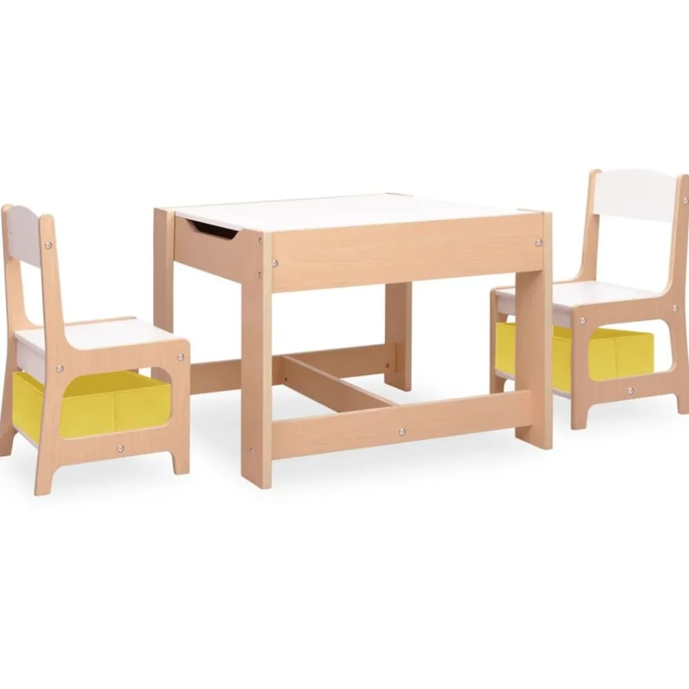vidaXL Mesa infantil con 2 sillas MDF Marrón New