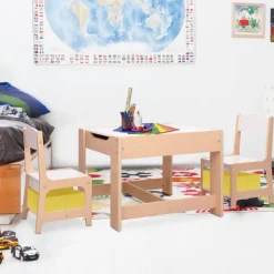 vidaXL Mesa infantil con 2 sillas MDF Marr&oacute;n New