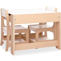vidaXL Mesa infantil con 2 sillas MDF Marrón New
