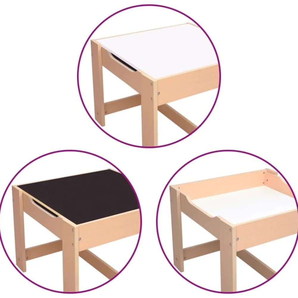 vidaXL Mesa infantil con 2 sillas MDF Marrón New