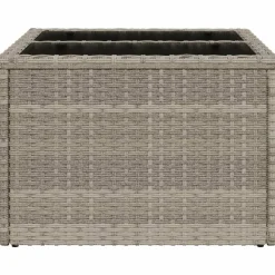 vidaXL Mesa jardín superficie vidrio ratán PE 55x55x37 cm Gris claro