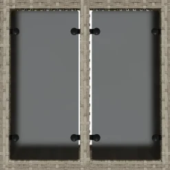 vidaXL Mesa jardín superficie vidrio ratán PE 55x55x37 cm Gris claro
