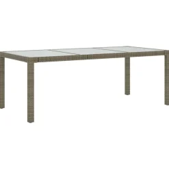 vidaXL Muebles De Jardín-Mesa jardín vidrio templado ratán sintético 190x90x75 cm