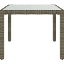 vidaXL Muebles De Jardín-Mesa jardín vidrio templado ratán sintético 90x90x75 cm gris