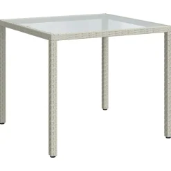 vidaXL Muebles De Jardín-Mesa jardín vidrio templado ratán sintético 90x90x75 cm