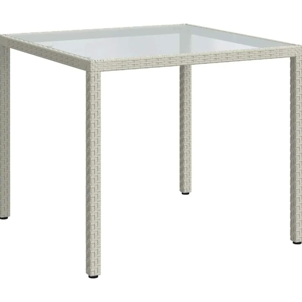 vidaXL Muebles De Jardín-Mesa jardín vidrio templado ratán sintético 90x90x75 cm