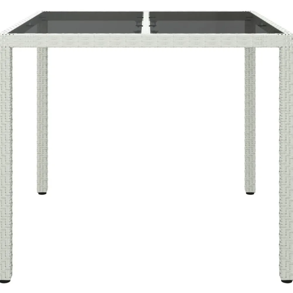 vidaXL Muebles De Jardín-Mesa jardín vidrio templado ratán sintético 90x90x75 cm