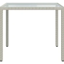 vidaXL Muebles De Jardín-Mesa jardín vidrio templado ratán sintético 90x90x75 cm