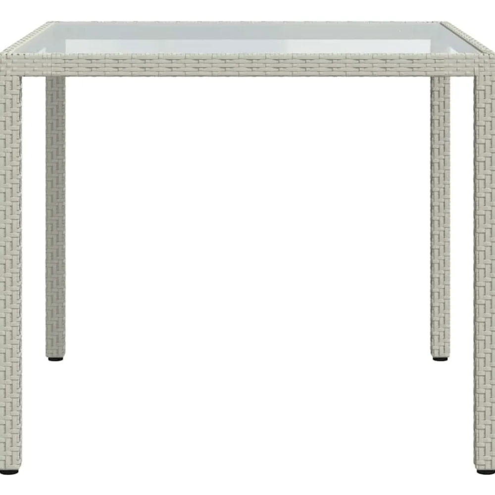 vidaXL Muebles De Jardín-Mesa jardín vidrio templado ratán sintético 90x90x75 cm