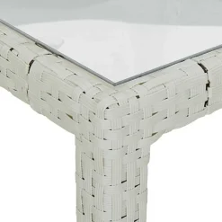 vidaXL Muebles De Jardín-Mesa jardín vidrio templado ratán sintético 90x90x75 cm