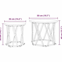 vidaXL Mesa lateral 2 pcs Madera Ingenierizada y Acero Gris sonoma New