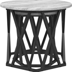 vidaXL Mesa lateral 2 pcs Madera Ingenierizada y Acero Gris sonoma New