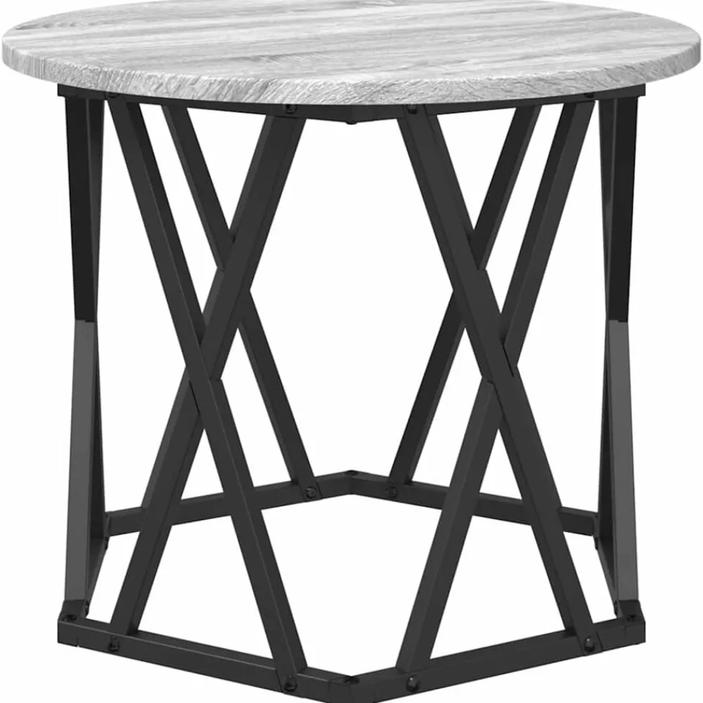 vidaXL Mesa lateral 2 pcs Madera Ingenierizada y Acero Gris sonoma New