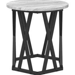 vidaXL Mesa lateral 2 pcs Madera Ingenierizada y Acero Gris sonoma New