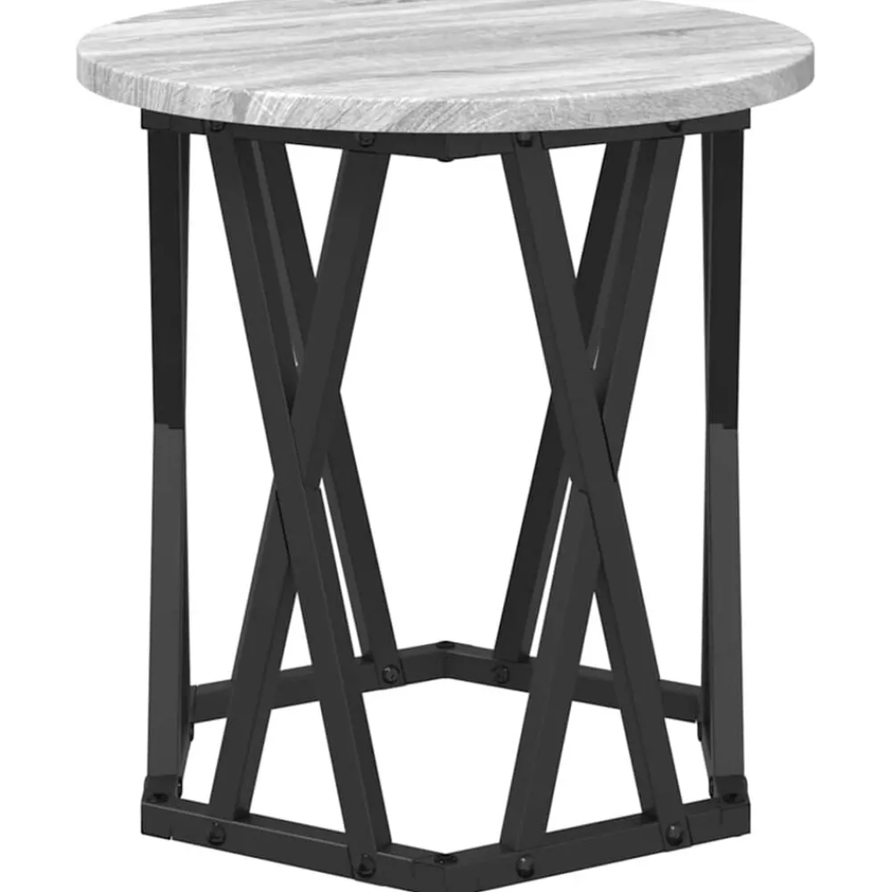vidaXL Mesa lateral 2 pcs Madera Ingenierizada y Acero Gris sonoma New