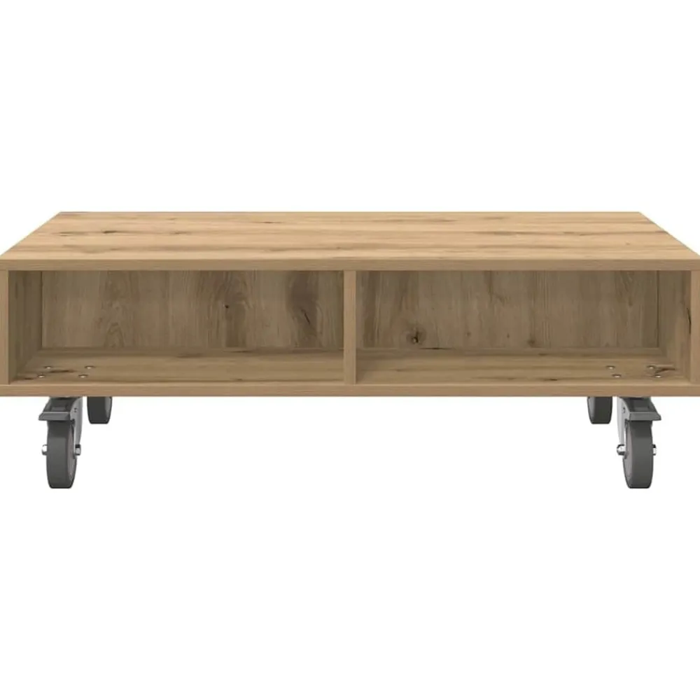 vidaXL Mesas-Mesa Lateral con Ruedas Roble artesanal 90 x 50 x 30 cm