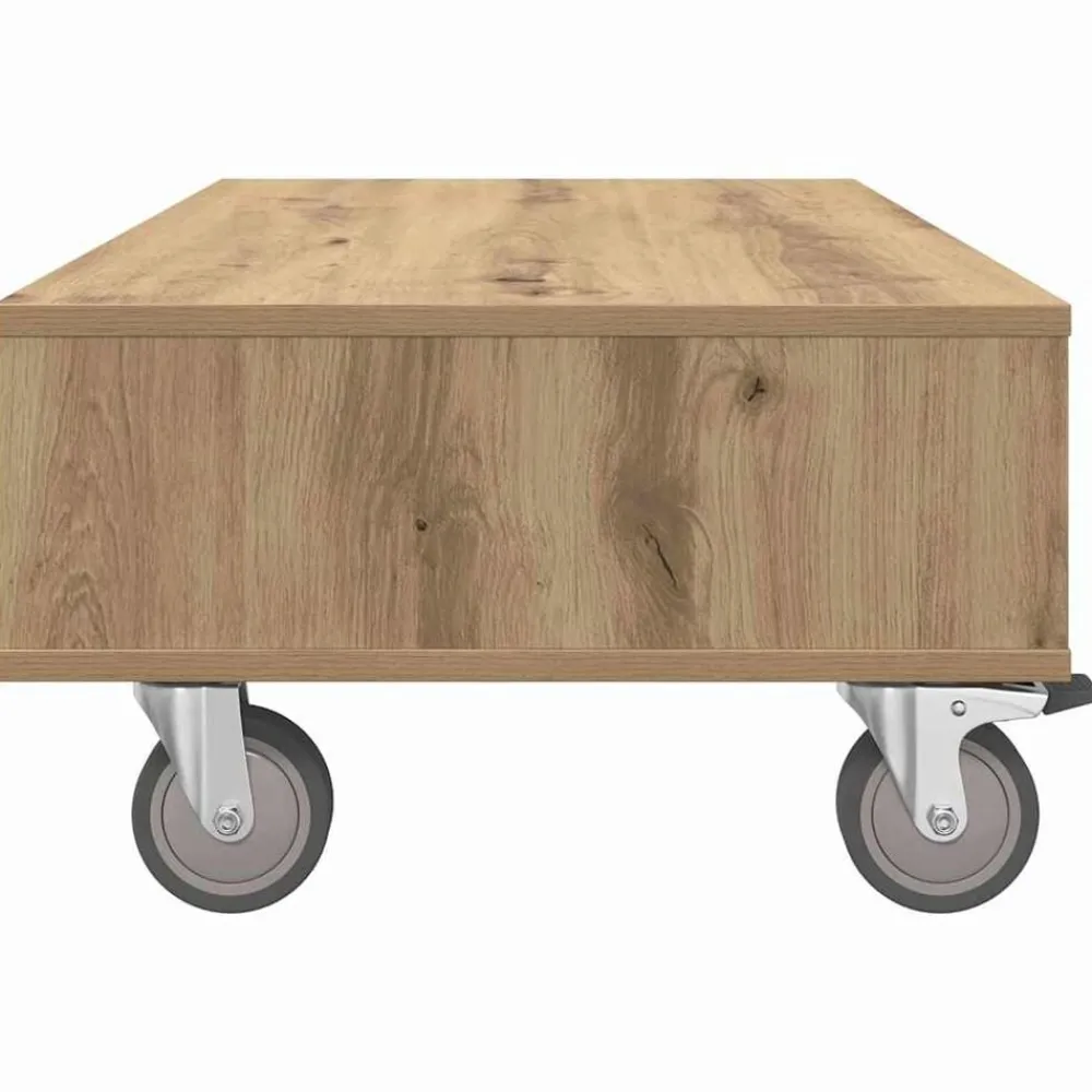 vidaXL Mesas-Mesa Lateral con Ruedas Roble artesanal 90 x 50 x 30 cm