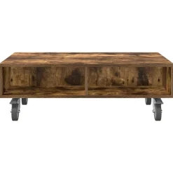 vidaXL Mesa Lateral con Ruedas 90 x 50 x 30 cm Roble ahumado Outlet