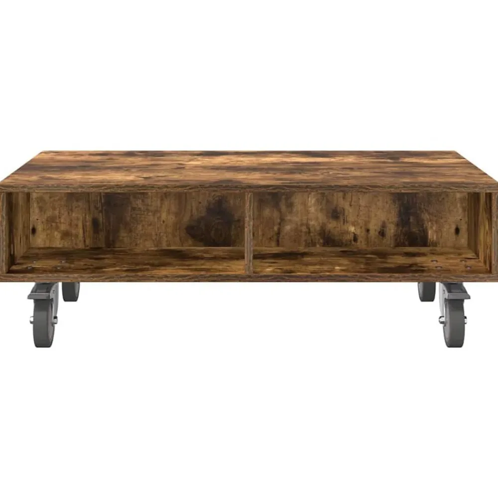 vidaXL Mesa Lateral con Ruedas 90 x 50 x 30 cm Roble ahumado Outlet