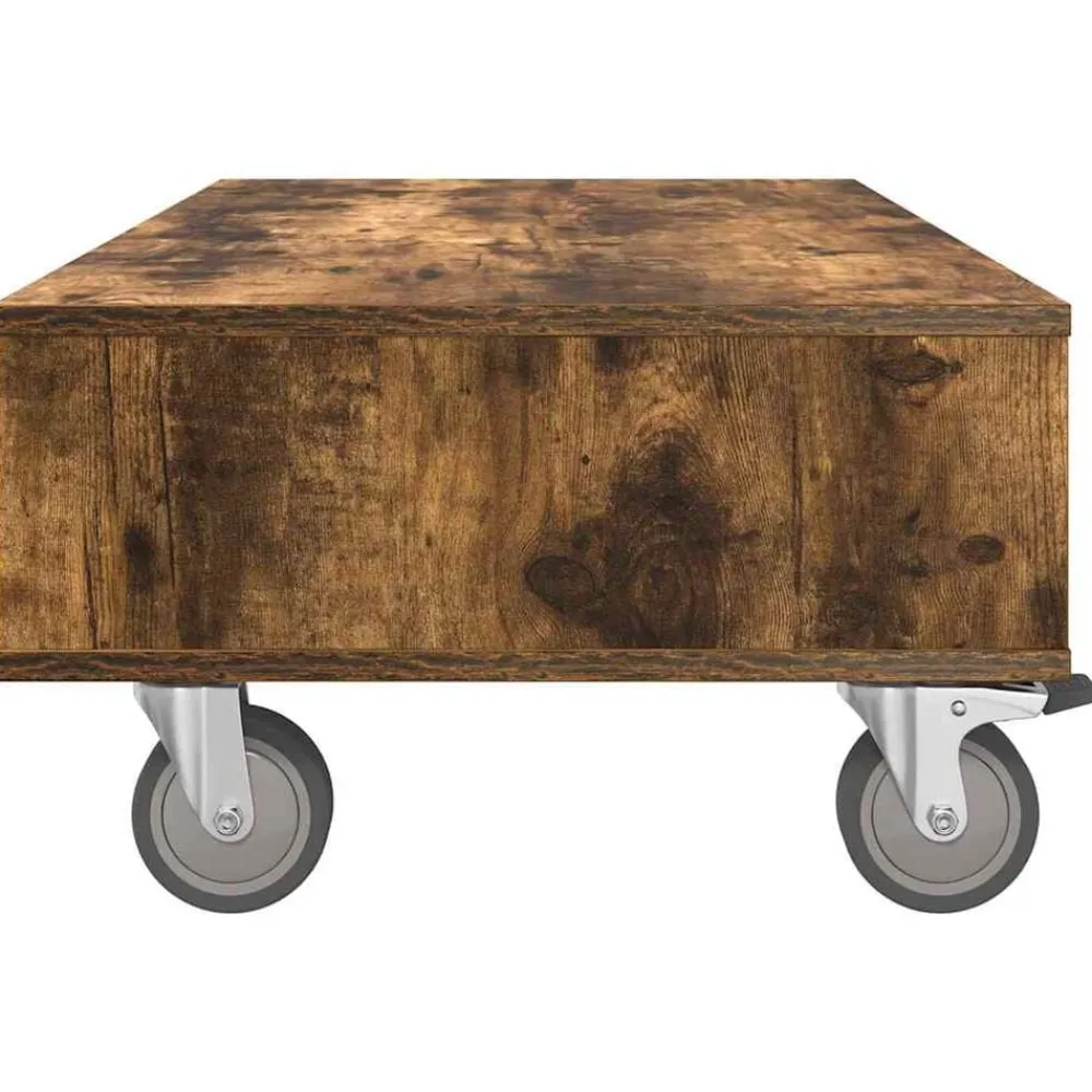 vidaXL Mesa Lateral con Ruedas 90 x 50 x 30 cm Roble ahumado Outlet